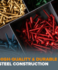 Pocket Hole Screw Kit With Color Coat Self Tapping Coarse Thread Wood Screws, multi-colored assortment close-up