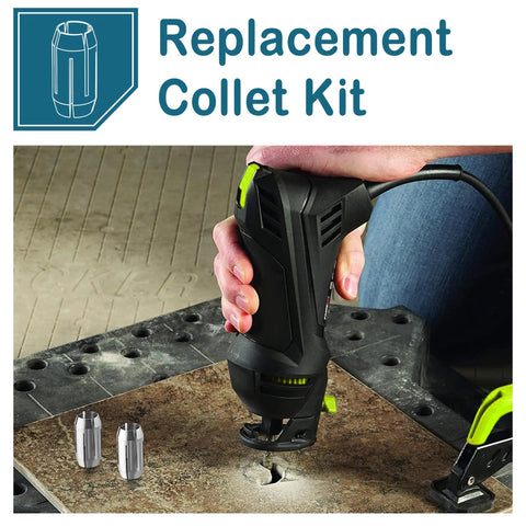 CN1 Compatible Replacement Collet Kit One Quarter Inch for Spiral Saws and Drywall Cutout Tools 2 Pack in use
