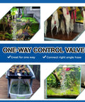 Front view of 10-pack black plastic aquarium air control valves for 3/16" tubing; T-shaped one-way regulators