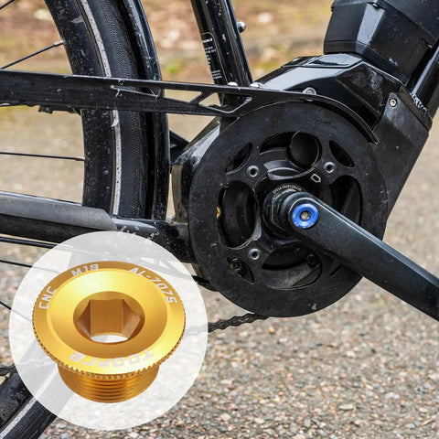 Gold M19 Aluminum Alloy Bicycle Crank Fixing Bolts Set for Chainring Arm and Crankset on a mountain bike