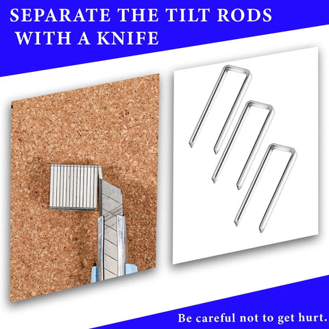80 Piece Plantation Shutter Repair Kit With Rugged Stainless Steel Louver Staples For Quick Window Treatment Fixes shown with tilt rod separating knife and repair staples.