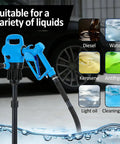 Badass Heavy Duty Electric Drum Pump For Fifty Five Gallon Barrels Runs Smooth On 120V AC Or 12V DC With Two Inch Bung Adapter Five GPM Flow retractable wand for diesel, coolant, and more.