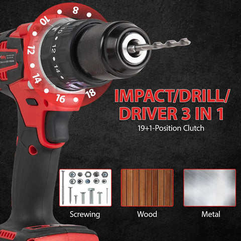 Cordless Drill Kit 21V Brushless One Half Inch Power Tool Set With One Quarter Inch Impact Driver Includes Two Batteries And Charger For DIY Projects And Quick Home Improvements For Everyday Home Renovations And Easy Quick Setup For Any Project