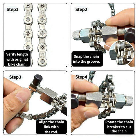 Installation steps of All In One Bike Chain Kit With 126 Links For 6/7/8 Speed Chains, Built In Chain Tool, Replacement Set For Hub Motor E Bikes