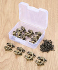 Old School Vintage Iron Key Hasp Lock Set 10 Pieces 29x33mm Antique Bronze Horn Style Decorative Latch Hasps with Screws