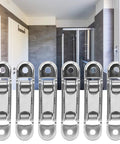 Close-up view of 20 Pack Smooth As Silk Sliding Door And Window Rollers With Double Wheel Pulleys for plastic steel frames.