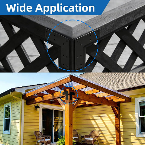 Four Pack L Shape Post To Beam Brackets 10x10 Inch Heavy Duty Steel Flat Mending Plates Right Angle Corner Brackets For 6x6 Lumber House Repair Truss Framing And Pergola