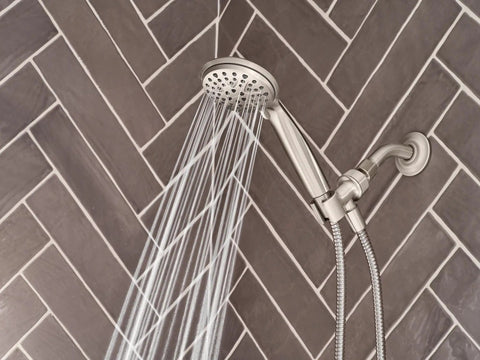 Handheld Shower Head With Hose In Spot Resistant Brushed Nickel Finish 6 Spray Patterns For Full Spray Downpour Relaxing Massage