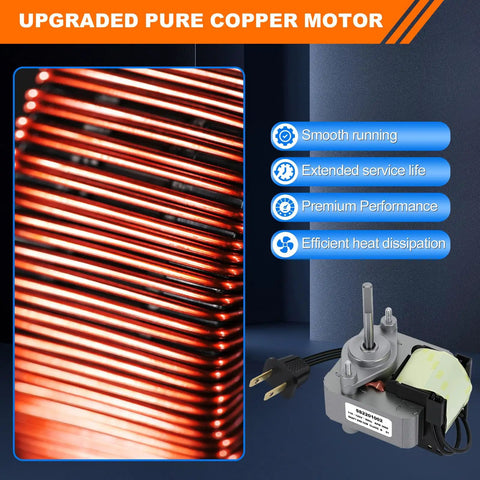 Image showing Upgraded Bathroom Exhaust Fan Motor And Blade Kit For Quiet 80 CFM High Airflow Replacement with copper motor close-up.