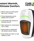 Portable Space Heater With Remote, 500W Ceramic Electric Heater, compact design with digital thermostat display on the front