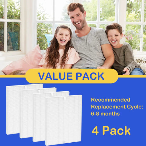 C545 True HEPA Replacement Filter S Four Pack For C545 B151 P150 9300 Air Cleaner Purifier H13 family smiling with packaging