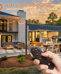 Remote Dimmer Switch for outdoor string lights controlling patio ambiance from hand-held device, 65FT control distance