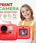 No Ink Instant Print Kids Camera With 2.4 Inch Screen And 1080P Video Selfie Mode 10X Zoom Includes 3 Paper Rolls Stickers And Markers Safe Thermal Printing For Mess Free Real Photo Prints Dope Creative Gift For Boys And Girls Ages 3 To 10, red mini camera