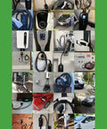 Collage of Level 2 EV Charger 240V 16 Amps With A Tough As Nails 50 Foot Cord And NEMA 14 30 Plug in use at various locations.