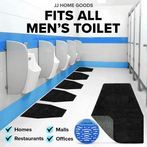 10 Pack Urinal Mats With Urinal Screen Deodorizer For Men shown in commercial restroom setting