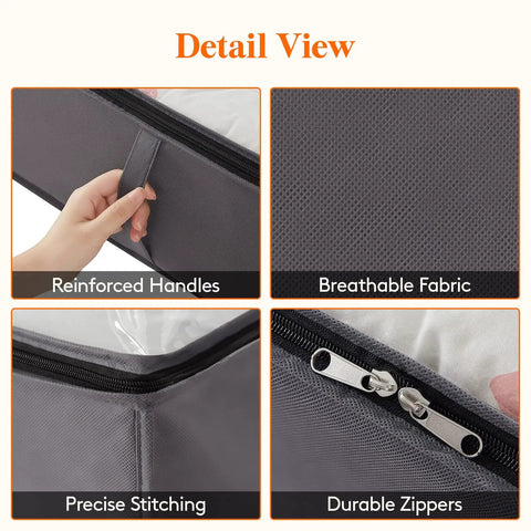 Detail view of 4 Pack Under Bed Storage Containers 95L Large Capacity With Reinforced Handles For Blankets, Comforters, Sheets And Clothes