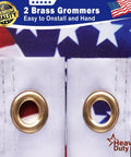 Close-up of reinforced brass grommets on Double Sided 3x5 Betsy Ross Flag, Built Tough 3 Ply Outdoor US Flag with UV Protection.