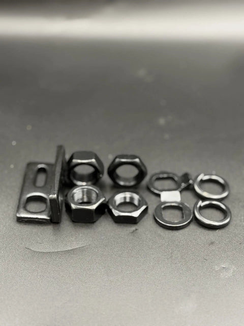 M16 Torque Arms For Electric Wheel Hub Motors, Slotted Axle Nut Hardware Kit, Corrosion Resistant Black Painted Steel, Includes Locking Nuts, Compatible With QS, Yuma, And Sotion Hub Motors on black surface