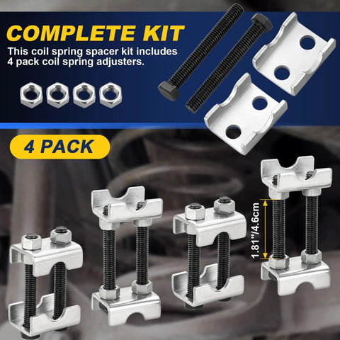Heavy Duty 2 Way Adjustable Coil Spring Spacers 4 Pack Bulletproof Carbon Steel Suspension Lift Blocks with bolts and nuts.
