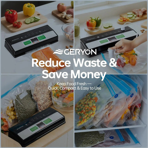 Must Have Vacuum Sealer For Dry And Moist Food, Compact Kitchen Gadget with LED touch controls sealing bags with food