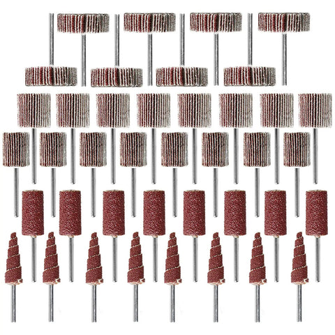 40 Pcs 80 Grit Abrasive Flap Wheel Sander With 3mm Shank Cone Shape For Rotary Tools