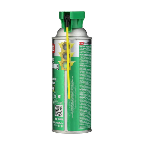 Side view of green can of Food Grade Penetrating Oil 11 Ounce General Purpose Lubricant For Food Processing Equipment with spray nozzle