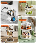 3 Tier Lazy Susan Bathroom Countertop Organizer With 360 Degree Rotating Clear Tray for various home settings.