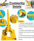 Built Like A Tank Forklift Telescopic Boom 3 Ton 12.8 Ft Extension Rack with safety details and adjustable tilt features.