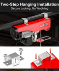 Heavy Duty 110 Volt Electric Hoist Winch With 2200 Lb Capacity, showcasing two-step hanging installation for secure mounting.