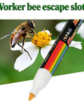 Worker bee on flower with marker from Six Piece Queen Bee Catcher Cage Set For Beekeeping With One Handed Use Includes Queen Marker