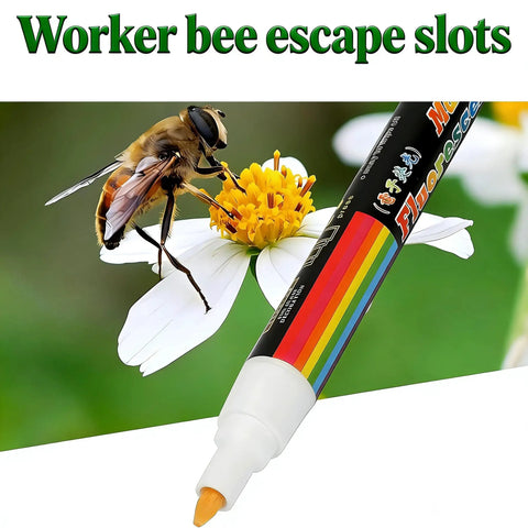 Worker bee on flower with marker from Six Piece Queen Bee Catcher Cage Set For Beekeeping With One Handed Use Includes Queen Marker