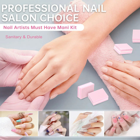 Mini Nail Buffer Blocks Set 100 180 Grit For Nail Prep And Gel Polish Sponge Buffing in a salon manicure setting