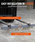 Absolute Beast 93 Pound Hanging Magnetic Sweeper mounted on forklift forks for easy scrap cleanup installation.