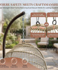 Hanging Egg Chair With Stand For Indoor And Outdoor Use Cozy Patio Rattan Swing Hammock Chair With Cushion 350 Lb Capacity Egg Shaped