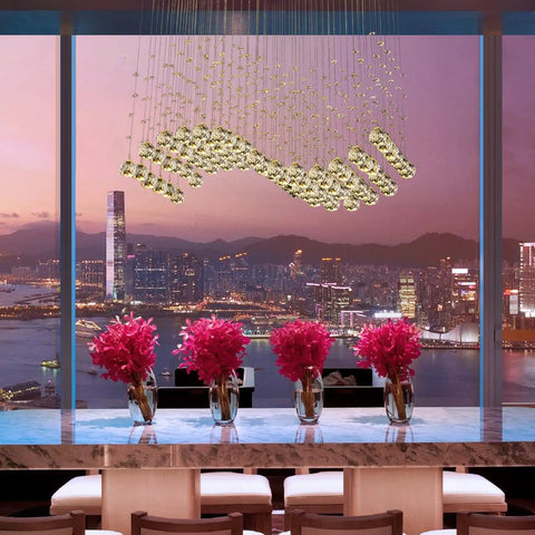 Modern K9 Crystal Chandelier Light Fixture With 8 Lights Raindrop Chandeliers In An S Shaped Flush Mount Ceiling Light