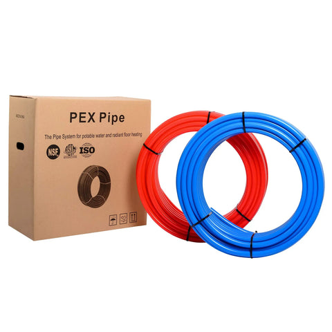 DIY Ready Half Inch Pex B Pipe Tubing Kit 200 Feet With Red And Blue Rolls For Potable Water Hot And Cold Water Brass Fittings