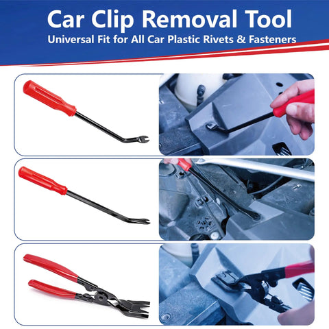 7 Piece Pro Grade Car Trim Removal Tool Kit with Non Scratch Plastic Pry Tools and Fastener Clip Pliers in use