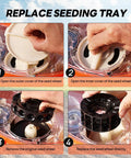 Steps to replace seeding tray in Hand Push Seeder With Visible Seed Hopper Equidistant 10 Stainless Steel Duckbill Seed Dispenser.