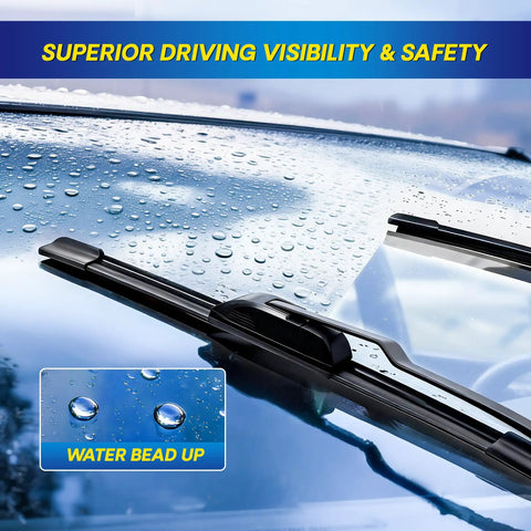 Volkswagen Tiguan Silicone Windshield Wiper Blades Replacement Set Of 3 For 2018 2019 2020 2021 2022 installed on windshield