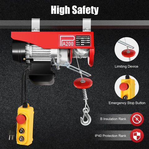 Electric Hoist With Remote Control 110V Winch Lift For Factories Warehouses And Construction Sites Dual Rope Capability