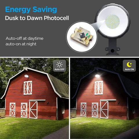 LED Barn Light Dusk To Dawn Outdoor 80W 120V Hardwired Flood Light With 10000LM 5000K Daylight IP65 Waterproof illuminating barn