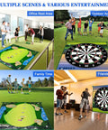 Chipping Golf Game Set With Hitting Mat And Double Sided Practice Mat 70 By 70 Inch Indoor Outdoor Training Kit displayed in various settings.