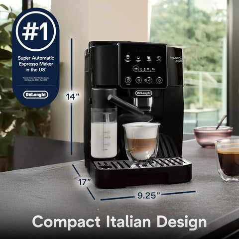 Automatic Espresso Machine With Built In Grinder And Auto Milk Frother Five One Touch Drinks on kitchen counter
