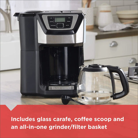 12 Cup Coffee Maker With Built In Grinder And Brew System For Fresh Ground Coffee Every Morning Programmable Auto Start Easy To Use Black Finish