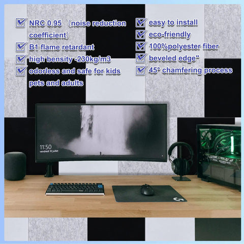18 Pack Gray Acoustic Panels 12 By 12 Inch High Density Soundproof Wall Pads Seriously Dampens Room Noise Quick Snap Install with sleek design.