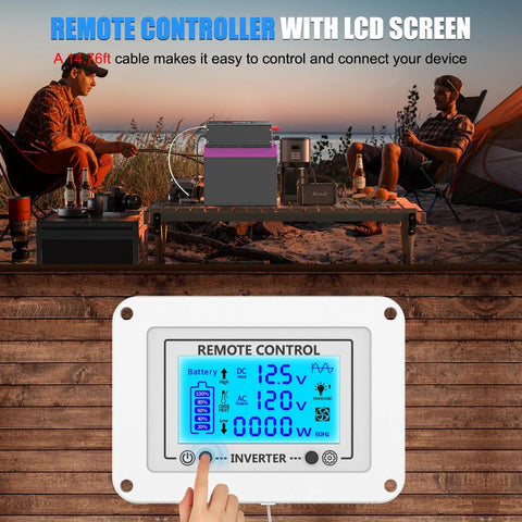 Remote control with LCD screen for Built Tough 3000 Watt Power Inverter Converts 12V Dc To 110V Ac With 6000 Peak Surge.
