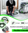 Make Quick Work Of Any Mess With This Beefy Heavy Duty Dust Extractor Hose Compatible With Festool Ct Shop Vacs 3.5 Meter Long D27 32mm Smooth Suction Tubing in use with a sander.