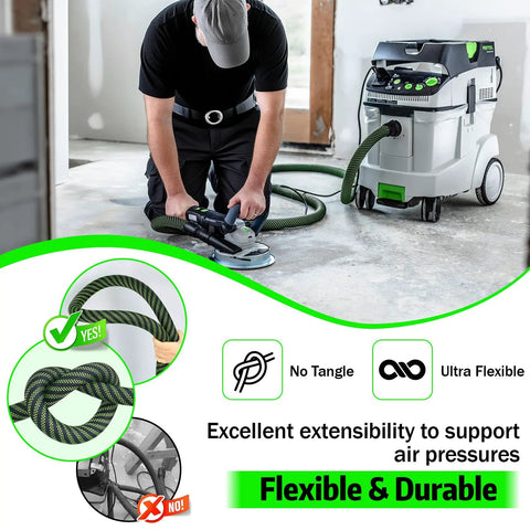 Make Quick Work Of Any Mess With This Beefy Heavy Duty Dust Extractor Hose Compatible With Festool Ct Shop Vacs 3.5 Meter Long D27 32mm Smooth Suction Tubing in use with a sander.