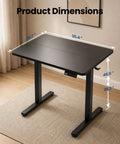 ExaDesk 35 By 20 Inch Electric Standing Desk Compact Height Adjustable Sit Stand Workstation Ergonomic Small Space Home Office Bedroom Black Smooth Motor dimensions shown on top.