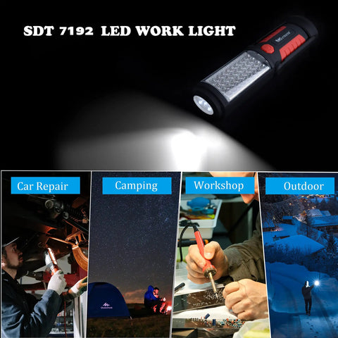 Magnetic Mechanic Flashlight With Hook Foldable Underhood Light For Car Emergency Kit And Camping Durable Aluminum Body